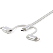 Picture of StarTech.com 1 m (3 ft.) USB Multi Charging Cable - USB to Micro-USB or USB-C or Lightning for iPhone / iPad / iPod / Android - Apple MFi Certified - 3 in 1 USB Charger - Braided