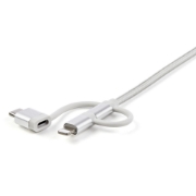 Picture of StarTech.com 1 m (3 ft.) USB Multi Charging Cable - USB to Micro-USB or USB-C or Lightning for iPhone / iPad / iPod / Android - Apple MFi Certified - 3 in 1 USB Charger - Braided