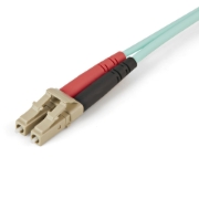 Picture of StarTech.com 1m (3ft) LC/UPC to LC/UPC OM4 Multimode Fiber Optic Cable, 50/125µm LOMMF/VCSEL Zipcord Fiber, 100G, Low Insertion Loss - LSZH Fiber Jumper Cord
