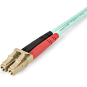 Picture of StarTech.com 1m (3ft) LC/UPC to LC/UPC OM4 Multimode Fiber Optic Cable, 50/125µm LOMMF/VCSEL Zipcord Fiber, 100G, Low Insertion Loss - LSZH Fiber Jumper Cord