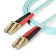 Picture of StarTech.com 1m (3ft) LC/UPC to LC/UPC OM4 Multimode Fiber Optic Cable, 50/125µm LOMMF/VCSEL Zipcord Fiber, 100G, Low Insertion Loss - LSZH Fiber Jumper Cord