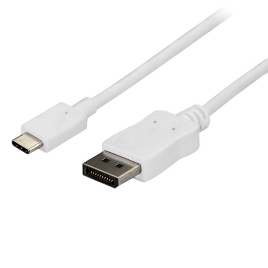 Picture of StarTech.com 6ft/1.8m USB C to DisplayPort 1.2 Cable 4K 60Hz - USB-C to DisplayPort Adapter Cable HBR2 - USB Type-C DP Alt Mode to DP Monitor Video Cable - Works w/ Thunderbolt 3 - White