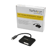 Picture of StarTech.com USB C to DVI Adapter with Power Delivery - 1080p USB Type-C to DVI-D Single Link Video Display Converter w/ Charging - 60W PD Pass-Through - Thunderbolt 3 Compatible - Black