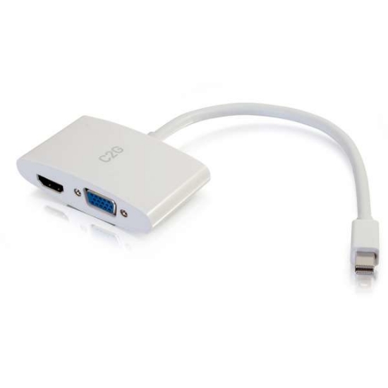 Picture of C2G 20cm Mini DisplayPort to HDMI or VGA Adapter Converter 4K UHD - White