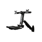 Picture of StarTech.com Wall Mount Workstation - Articulating Full Motion Standing Desk w/ Height Adjustable Dual VESA Monitor & Keyboard Tray Arm - Mouse/Scanner Holders - Ergonomic Wall Mounted Desk