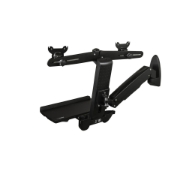 Picture of StarTech.com Wall Mount Workstation - Articulating Full Motion Standing Desk w/ Height Adjustable Dual VESA Monitor & Keyboard Tray Arm - Mouse/Scanner Holders - Ergonomic Wall Mounted Desk