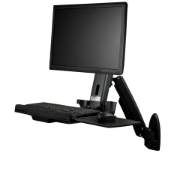 Picture of StarTech.com Wall Mount Workstation - Articulating Full Motion Standing Desk with Ergonomic Height Adjustable Monitor & Keyboard Tray Arm - Mouse & Scanner Holders - Single VESA Display