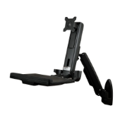 Picture of StarTech.com Wall Mount Workstation - Articulating Full Motion Standing Desk with Ergonomic Height Adjustable Monitor & Keyboard Tray Arm - Mouse & Scanner Holders - Single VESA Display