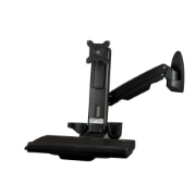Picture of StarTech.com Wall Mount Workstation - Articulating Full Motion Standing Desk with Ergonomic Height Adjustable Monitor & Keyboard Tray Arm - Mouse & Scanner Holders - Single VESA Display