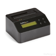 Picture of StarTech.com Single Bay Hard Drive Eraser, Standalone HDD/SSD Sanitizer, USB 3.0 to SATA II (3 Gbps), 9 Erase Modes, LCD Display, Secure Erase Hard Disk Sanitizer Dock, DB-9 Printer Port, TAA Compliant