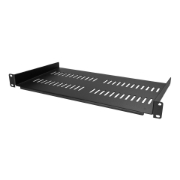 Picture of StarTech.com 1U Server Rack Shelf - Universal Vented Rack Mount Cantilever Tray for 19" Network Equipment Rack & Cabinet - Heavy Duty Steel - Weight Capacity 44lb/20kg - 10" Deep Shelf, Black