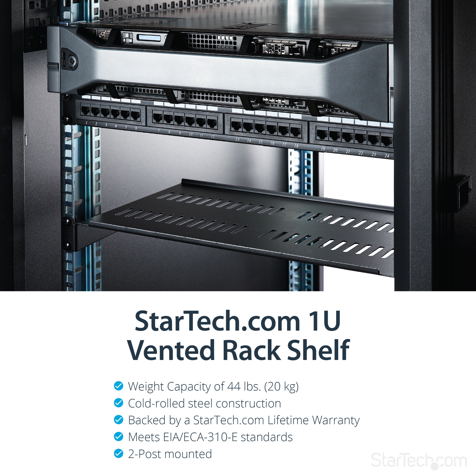 Networking Rack Shelf StarTech.com 1U Server Rack Shelf - Universal Vented Rack Mount ...