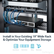 Picture of StarTech.com 1U Server Rack Shelf - Universal Vented Rack Mount Cantilever Tray for 19" Network Equipment Rack & Cabinet - Heavy Duty Steel - Weight Capacity 44lb/20kg - 10" Deep Shelf, Black