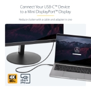 Picture of StarTech.com 6 ft. (1.8 m) USB-C to Mini DisplayPort Cable - 4K 60Hz - Black