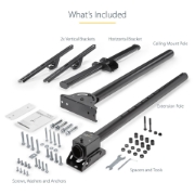 Picture of StarTech.com TV Ceiling Mount - Full-Motion Universal Hanging Single Screen Mount with Adjustable Telescopic Pole - Tilt / Swivel - VESA Bracket for 32”-75" Displays