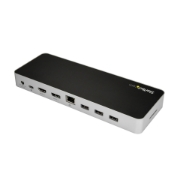 Picture of StarTech.com USB C Dock - Dual Monitor HDMI & DisplayPort 4K 30Hz - USB Type-C Laptop Docking Station 60W Power Delivery, SD, 4-port USB-A 3.0 Hub, GbE, Audio - Thunderbolt 3 Compatible