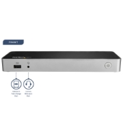 Picture of StarTech.com USB C Dock - Dual Monitor HDMI & DisplayPort 4K 30Hz - USB Type-C Laptop Docking Station 60W Power Delivery, SD, 4-port USB-A 3.0 Hub, GbE, Audio - Thunderbolt 3 Compatible