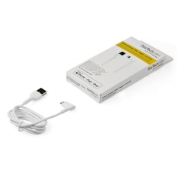 Picture of StarTech.com 3ft (1m) Durable USB A to Lightning Cable - White 90° Right Angled Heavy Duty Rugged Aramid Fiber USB Type A to Lightning Charging/Sync Cord - Apple MFi Certified - iPhone
