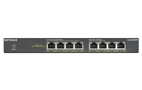 Picture of NETGEAR GS308PP Unmanaged Gigabit Ethernet (10/100/1000) Power over Ethernet (PoE) Black