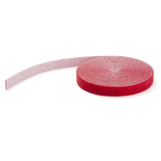 Picture of StarTech.com 25ft Hook and Loop Roll - Cut-to-Size Reusable Cable Ties - Bulk Industrial Wire Fastener Tape /Adjustable Fabric Wraps Red / Resuable Self Gripping Cable Management Straps