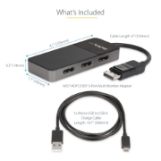 Picture of StarTech.com 3 Port Multi Monitor Adapter - DisplayPort 1.4 to 3x 4K DisplayPort Video Splitter - Dual or Triple 4K - Laptop/Desktop DisplayPort MST Hub for Multiple Monitors - For Windows PCs Only