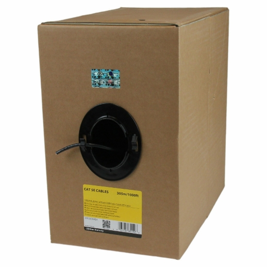 Picture of StarTech.com Bulk Cat 5e Ethernet Cable - 1000 ft. (304,8m) - Solid - CMR-Rated - Black - TAA Compliant