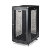 Picture of StarTech.com 4-Post 24U Server Rack Cabinet, Lockable 19" Data Rack Cabinet for Computer / AV / IT Equipment, Office / Home Network Rack with Casters & Adjustable Mounting Rails