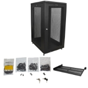 Picture of StarTech.com 4-Post 24U Server Rack Cabinet, Lockable 19" Data Rack Cabinet for Computer / AV / IT Equipment, Office / Home Network Rack with Casters & Adjustable Mounting Rails
