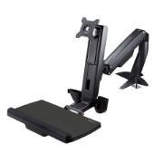 Picture of StarTech.com Sit Stand Monitor Arm - Desk Mount Adjustable Sit-Stand Workstation Arm for Single 34" VESA Mount Display - Ergonomic Articulating Standing Desk Converter with Keyboard Tray