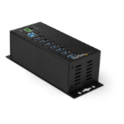 Picture of StarTech.com 7-Port USB 3.0 Hub with Power Adapter - Metal Industrial USB-A Hub with ESD & 350W Surge Protection - Din/Wall/Desk Mountable - High Speed USB 3.2 Gen 1 (5Gbps) Hub
