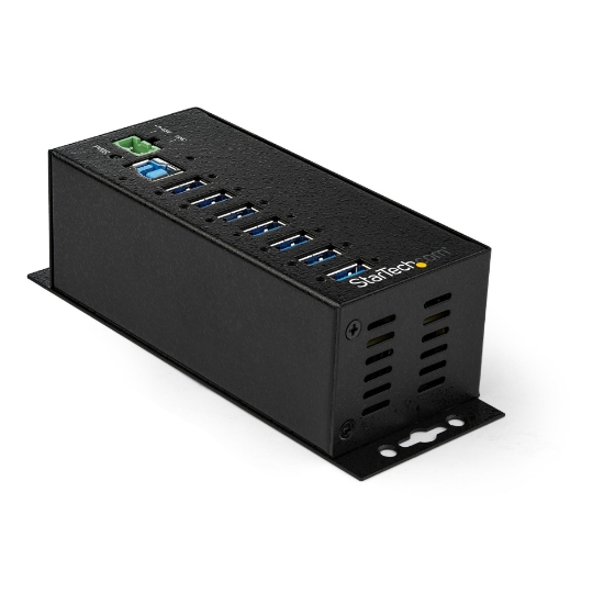 Picture of StarTech.com 7-Port USB 3.0 Hub with Power Adapter - Metal Industrial USB-A Hub with ESD & 350W Surge Protection - Din/Wall/Desk Mountable - High Speed USB 3.2 Gen 1 (5Gbps) Hub