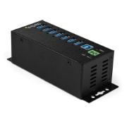 Picture of StarTech.com 7-Port USB 3.0 Hub with Power Adapter - Metal Industrial USB-A Hub with ESD & 350W Surge Protection - Din/Wall/Desk Mountable - High Speed USB 3.2 Gen 1 (5Gbps) Hub