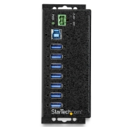 Picture of StarTech.com 7-Port USB 3.0 Hub with Power Adapter - Metal Industrial USB-A Hub with ESD & 350W Surge Protection - Din/Wall/Desk Mountable - High Speed USB 3.2 Gen 1 (5Gbps) Hub