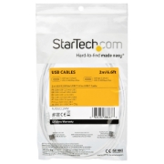Picture of StarTech.com 2m USB C Charging Cable - Durable Fast Charge & Sync USB 2.0 Type C to USB C Laptop Charger Cord - TPE Jacket Aramid Fiber M/M 60W White - Samsung S10 S20 iPad Pro MS Surface