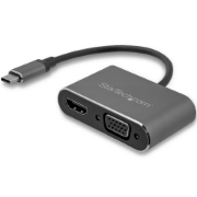 Picture of StarTech.com USB-C to VGA and HDMI Adapter - 2-in-1 - 4K 30Hz - Space Grey