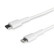 Picture of StarTech.com 3 foot (1m) Durable White USB-C to Lightning Cable - Heavy Duty Rugged Aramid Fiber USB Type C to Lightning Charger/Sync Power Cord - Apple MFi Certified iPad/iPhone 12