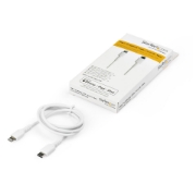 Picture of StarTech.com 3 foot (1m) Durable White USB-C to Lightning Cable - Heavy Duty Rugged Aramid Fiber USB Type C to Lightning Charger/Sync Power Cord - Apple MFi Certified iPad/iPhone 12