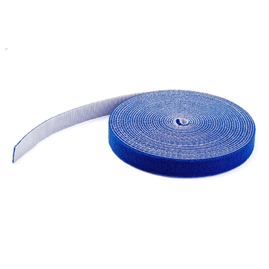 Picture of StarTech.com 25ft Hook and Loop Roll - Cut-to-Size Reusable Cable Ties - Bulk Industrial Wire Fastener Tape /Adjustable Fabric Wraps Blue / Resuable Self Gripping Cable Management Straps