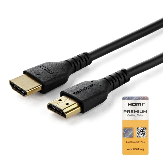 Picture of StarTech.com 3ft (1m) Premium Certified HDMI 2.0 Cable with Ethernet - Durable High Speed UHD 4K 60Hz HDR - Rugged M/M HDMI Cord with Aramid Fiber - TPE - Ultra HD Monitors, TVs & Displays