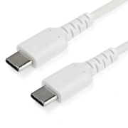 Picture of StarTech.com 1m USB C Charging Cable - Durable Fast Charge & Sync USB 2.0 Type C to USB C Laptop Charger Cord - TPE Jacket Aramid Fiber M/M 60W White - Samsung S10 S20 iPad Pro MS Surface