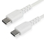 Picture of StarTech.com 1m USB C Charging Cable - Durable Fast Charge & Sync USB 2.0 Type C to USB C Laptop Charger Cord - TPE Jacket Aramid Fiber M/M 60W White - Samsung S10 S20 iPad Pro MS Surface