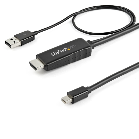 Picture of StarTech.com 3ft (1m) HDMI to Mini DisplayPort Cable 4K 30Hz - Active HDMI to mDP Adapter Converter Cable with Audio - USB Powered - Mac & Windows - Male to Male Video Adapter Cable