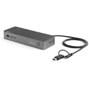 Picture of StarTech.com Universal Laptop Docking Station, Hybrid USB-C & USB-A Dock, Dual 4K DP & HDMI, 100W PD, Mac / Windows / Chrome OS, 4x USB 5Gbps Hub, GbE