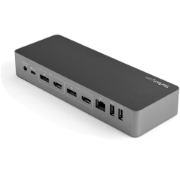 Picture of StarTech.com Universal Laptop Docking Station, Hybrid USB-C & USB-A Dock, Dual 4K DP & HDMI, 100W PD, Mac / Windows / Chrome OS, 4x USB 5Gbps Hub, GbE