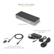 Picture of StarTech.com Universal Laptop Docking Station, Hybrid USB-C & USB-A Dock, Dual 4K DP & HDMI, 100W PD, Mac / Windows / Chrome OS, 4x USB 5Gbps Hub, GbE