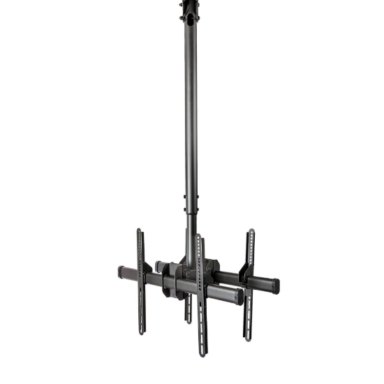 Picture of StarTech.com Dual TV Ceiling Mount - Back-to-Back Heavy Duty Hanging Dual Screen Mount with Adjustable Telescopic Pole - Tilt/Swivel/Rotate - VESA Bracket for 32”-75" Displays