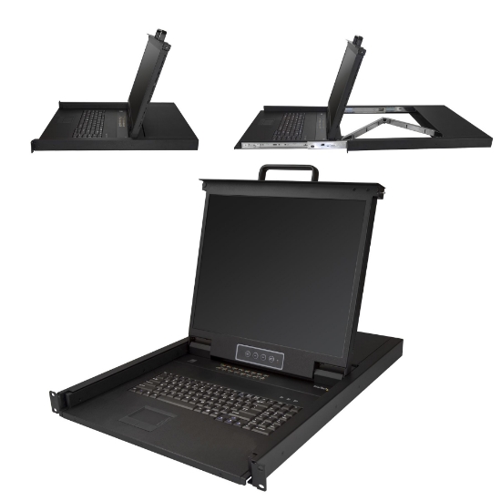 Picture of StarTech.com 16 Port Rackmount KVM Console w/ 6ft Cables - Integrated KVM Switch w/ 19" LCD Monitor - Fully Featured 1U LCD KVM Drawer- OSD KVM - Durable 50,000 MTBF - USB + VGA Support
