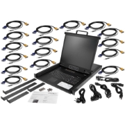 Picture of StarTech.com 16 Port Rackmount KVM Console w/ 6ft Cables - Integrated KVM Switch w/ 19" LCD Monitor - Fully Featured 1U LCD KVM Drawer- OSD KVM - Durable 50,000 MTBF - USB + VGA Support