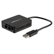 Picture of StarTech.com USB to Fiber Optic Converter - 100Mbps - USB 2.0 to Fiber Network Adapter - 100Base-FX SC Female Duplex Multimode Fiber/MMF Compatible - 2Km - Compact USB to Fiber LAN