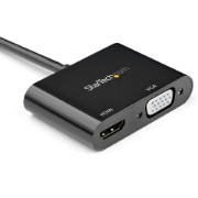 Picture of StarTech.com DisplayPort to HDMI VGA Adapter - DisplayPort 1.2 HBR2 to HDMI 2.0 (4K 60Hz) or VGA 1080p Converter Dongle - DP to HDMI or VGA Monitor Adapter - Digital Video Display Adapter